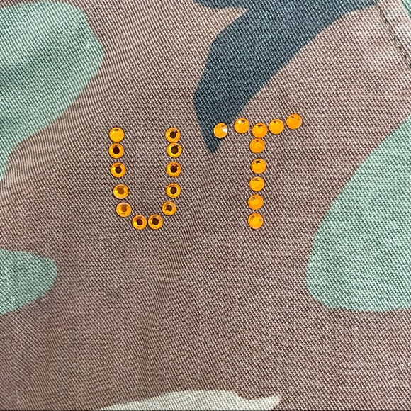 "HOOK 'EM HORNS" Bejeweled Army Fatigue Pants with Swarovski Crystal UT. - Picture 3 of 8